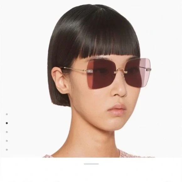 MIU MIU Runway MU50WS Pink Crystal Strass Gold Butterfly Rimless Sunglasses 50W - Picture 6 of 7